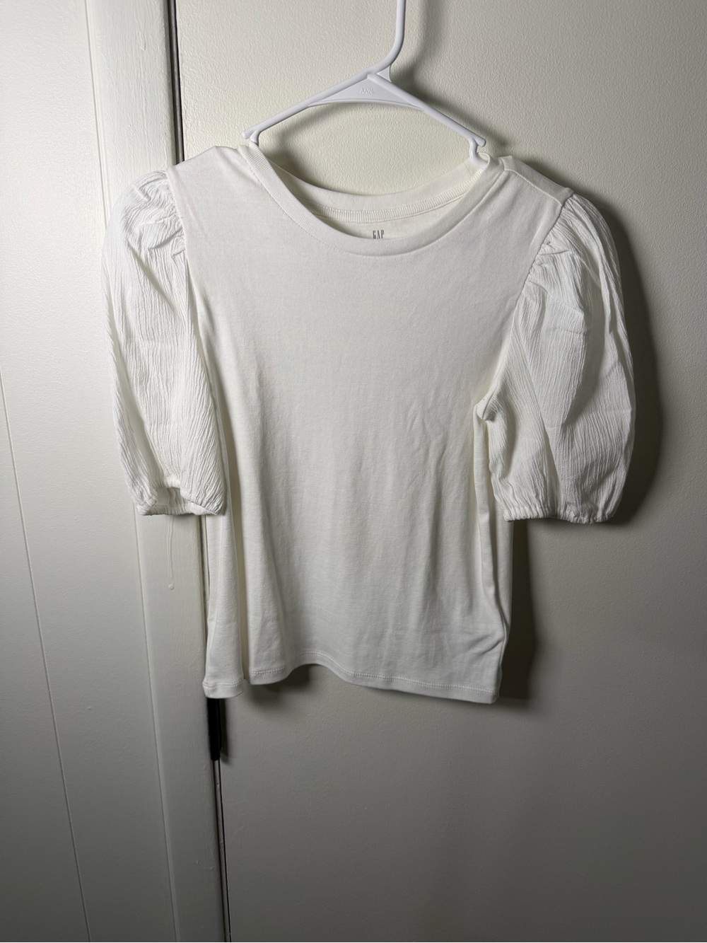 GAP Kids White Crewneck Tee with Ribbed Collar